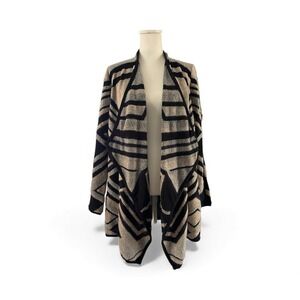 Lucky Brand Knit Cardigan Waterfall Gray Geo Print Southwest Boho Small